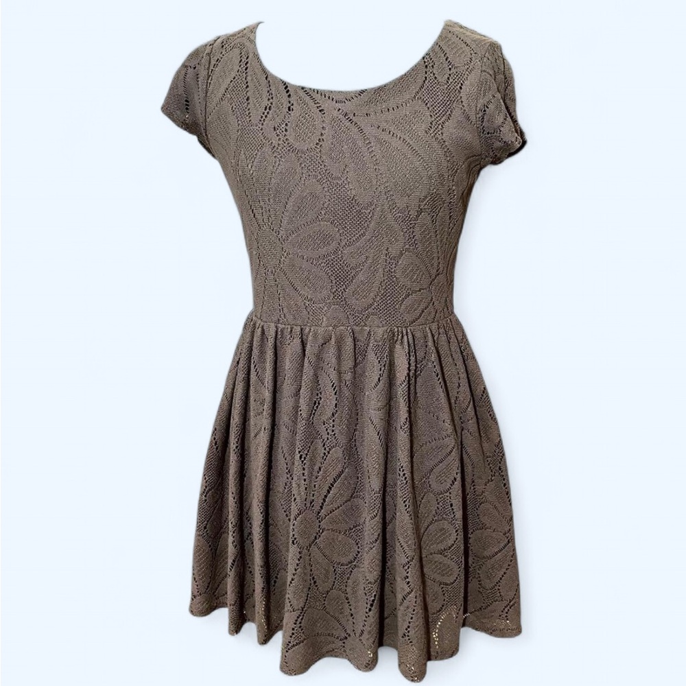 Gray Lace Floral Dress